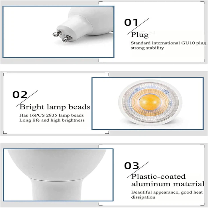 GU10 LED Light Bulb 5W Replaces 35W 50W GU10 Halogen Lamp 450lm factory