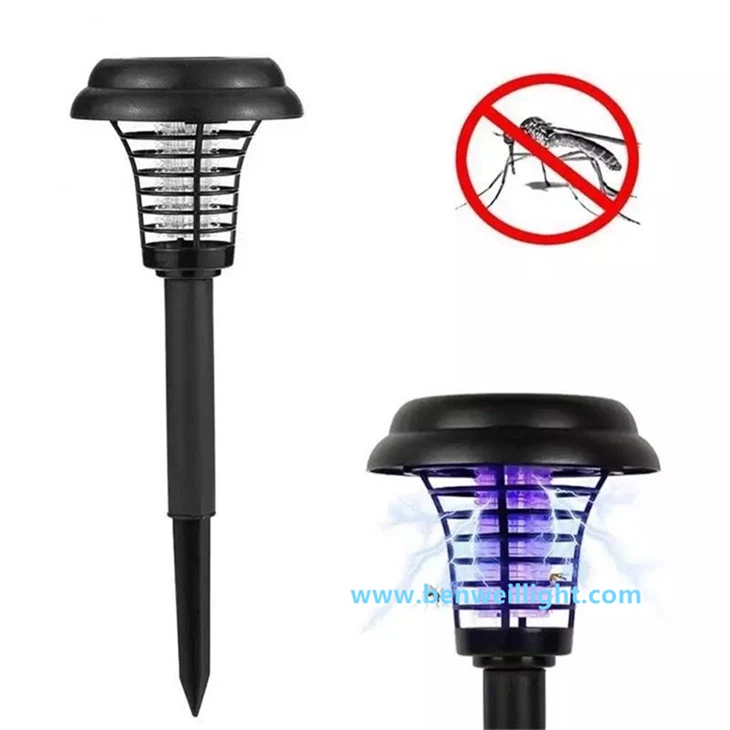 Lampada antizanzare ad energia solare, zapper per insetti, luce da prato a LED, in plastica rotonda, per interni ed esterni