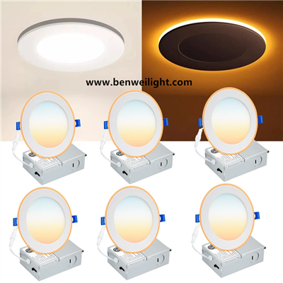 Luce da incasso a LED ultrasottile-5CCT da 6" con scatola di giunzione: 12W