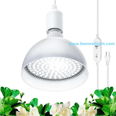 Lampada da coltivazione sospesa per piante da interno, spettro completo da 25 W, con timer e cavo di alimentazione da 16,4 piedi, adatta per piantagioni da interni.