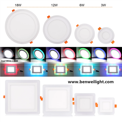 Faretto da incasso a pannello LED a doppio colore bianco/RGB-: faretto da soffitto