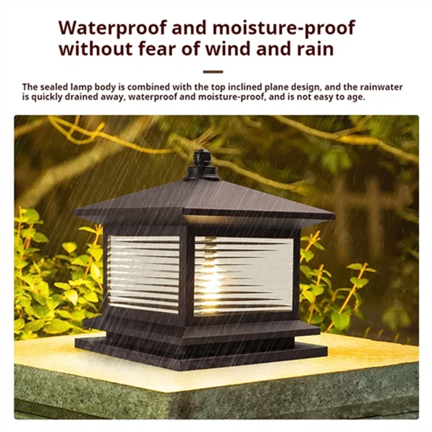 Solar LED Courtyard Lights – Waterproof Wall/Column Mount For Garden & Villa Decor