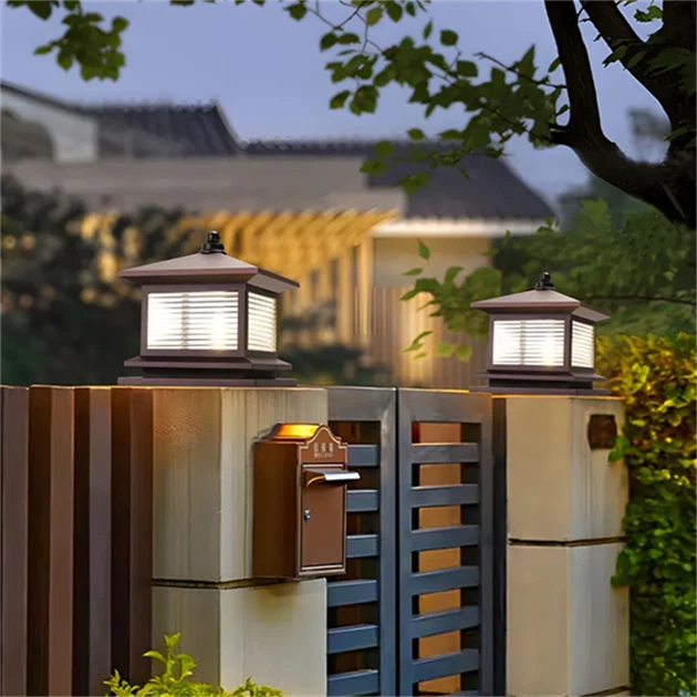 Solar LED Courtyard Lights – Waterproof Wall/Column Mount For Garden & Villa Decor